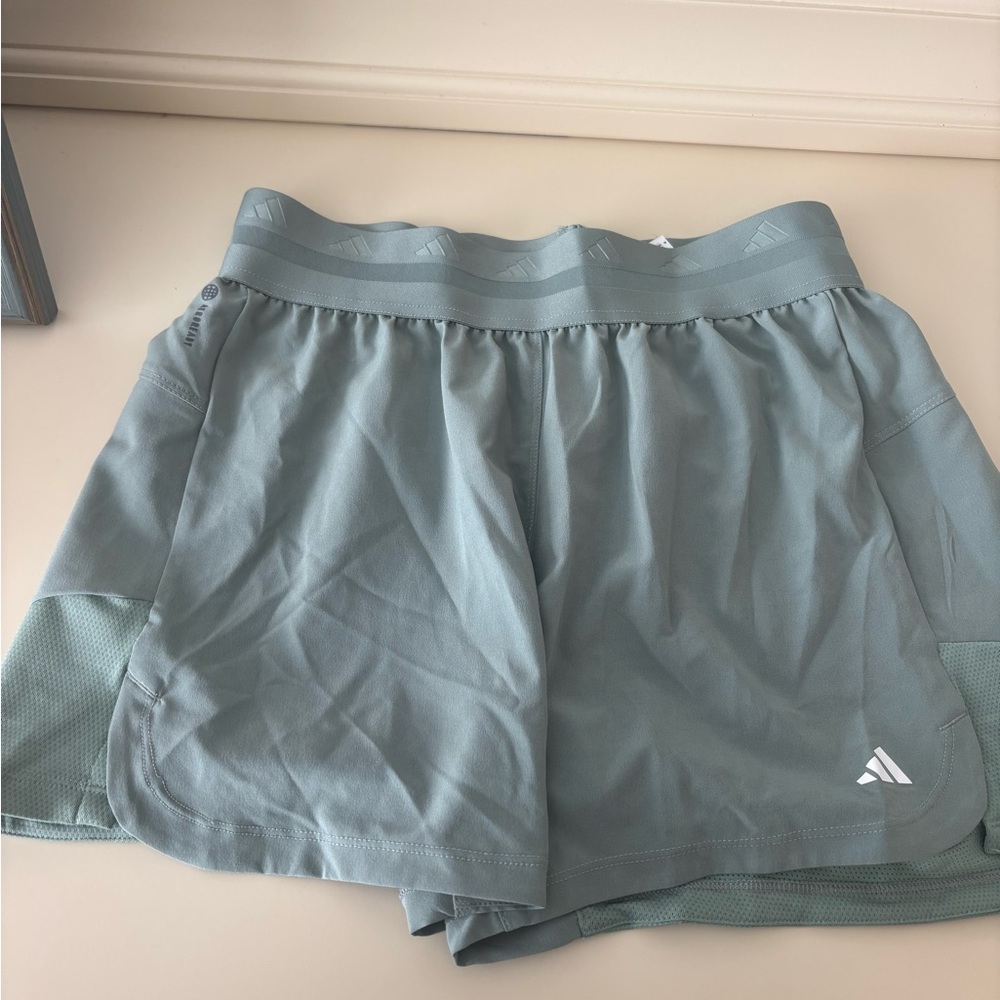 Adidas Green Athletic Shorts Moisture-Wicking Comfort